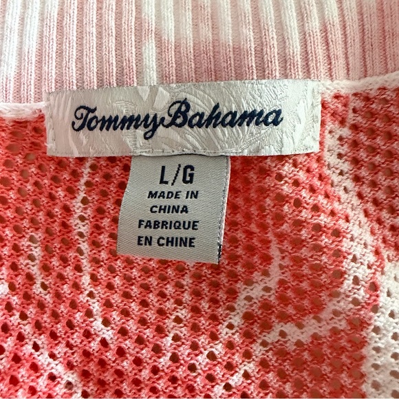 Tommy Bahama Coral and White Floral lightweight sweater large - Picture 4 of 8